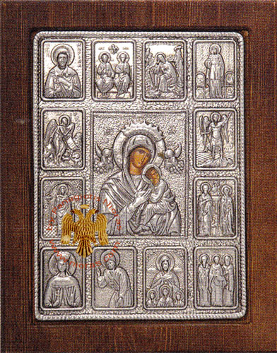 Theotokos Panagia Immaculate Eikonostasi Silver Plated Icon